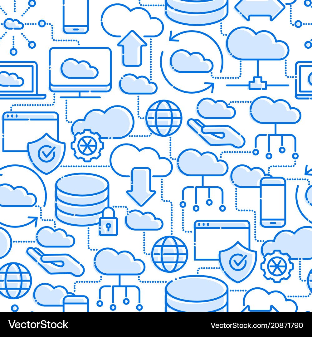 Cloud computing technology seamless pattern Cloud computing technology seamless pattern vector image