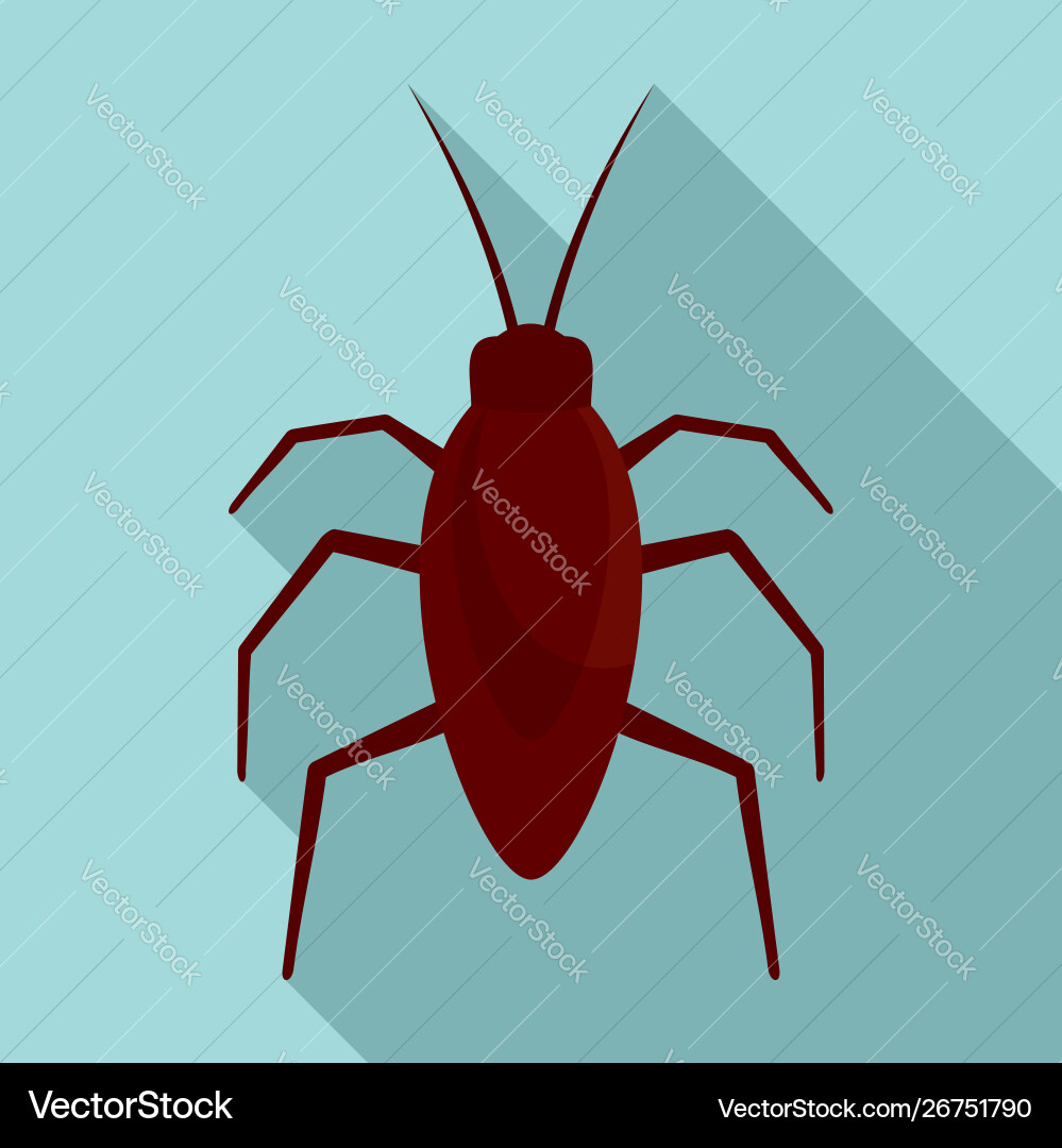 Cockroach bug icon flat style Cockroach bug icon flat style vector image