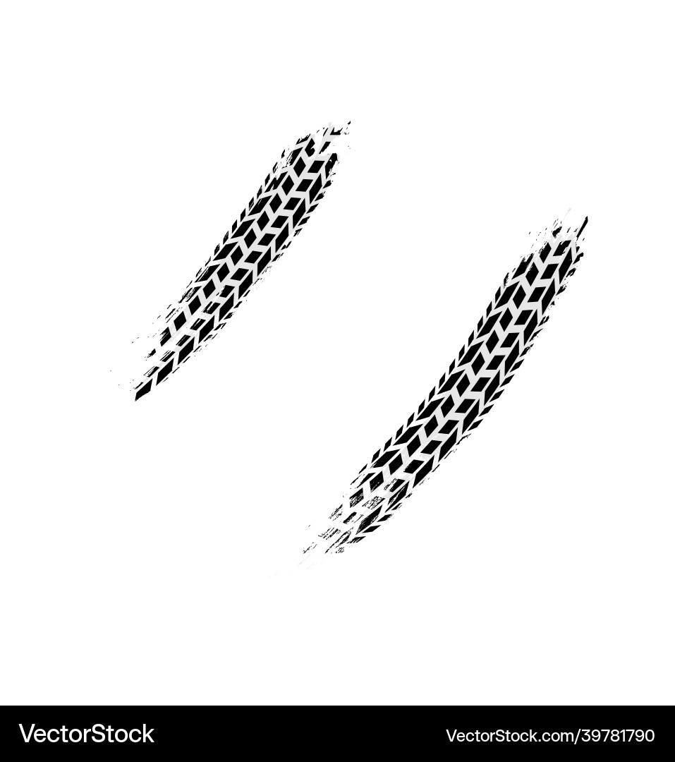 Couple of realistic grunge wheel tires traces car Couple of realistic grunge wheel tires traces car vector image