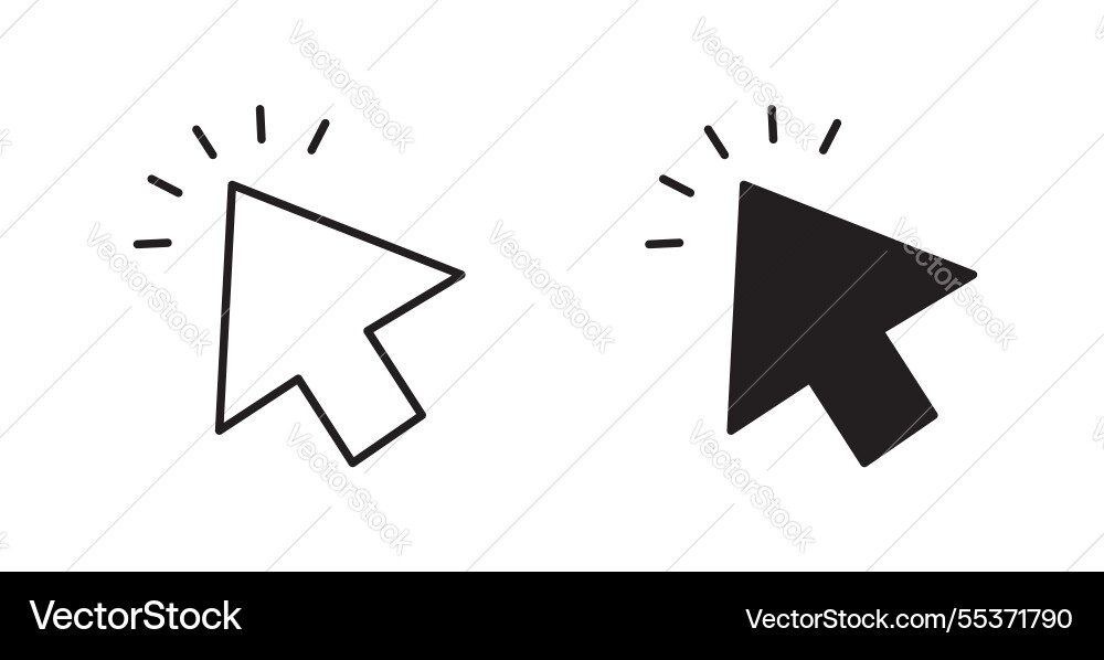 Cursor icon set in thin line for web Royalty Free Vector