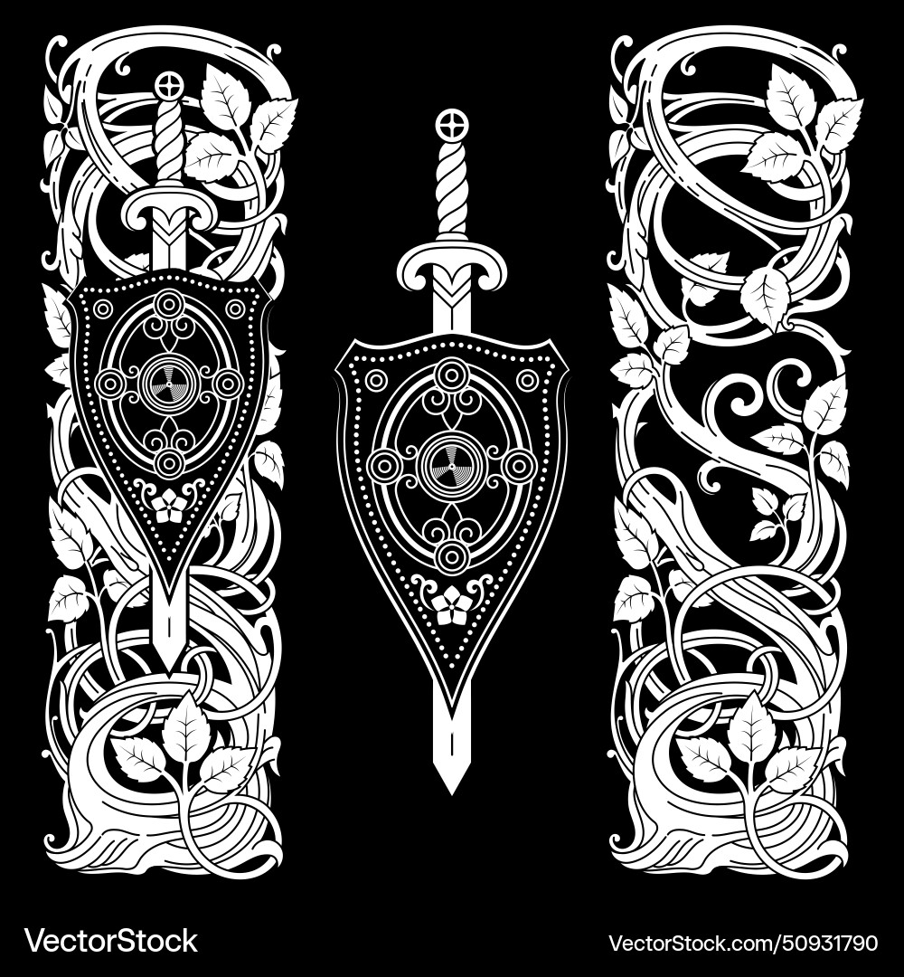 Design in a medieval knightly style Design in a medieval knightly style vector image