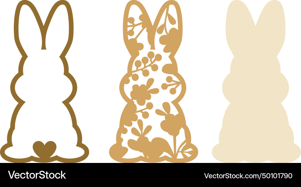 Easter bunny set multilayer decorative templates vector image