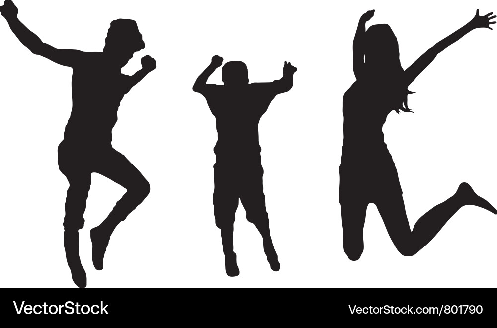 Family Silhouette Jumping Vector Image