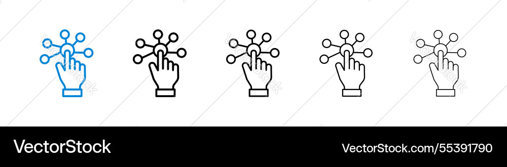 Interactive icons in five different stroke sizes vector image