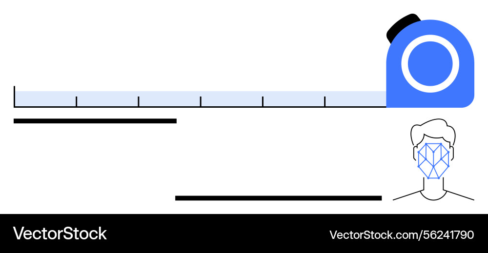 Measuring tape extending with facial recognition Measuring tape extending with facial recognition vector image