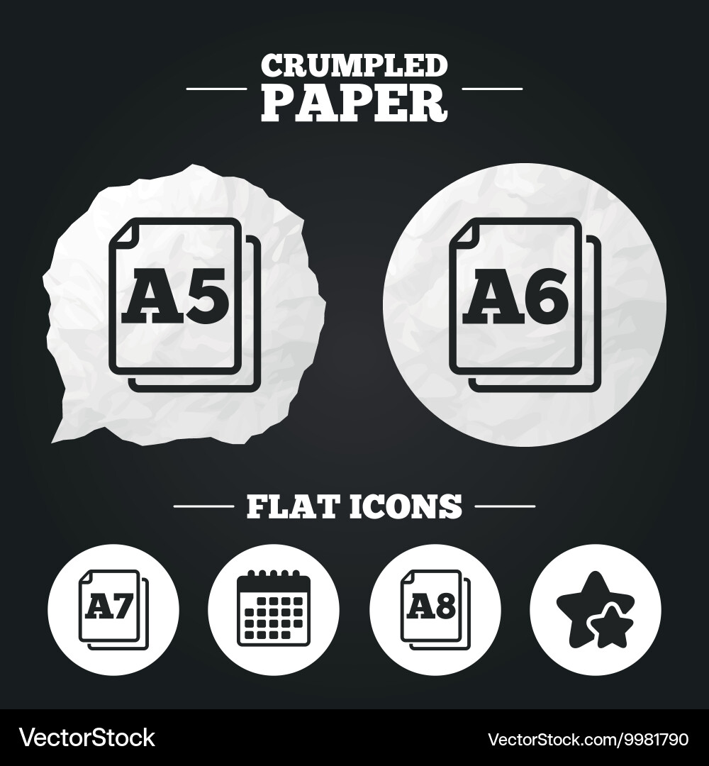 Paper size standard icons document symbol vector image
