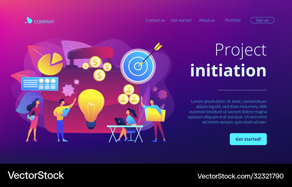 Project initiation concept landing page Project initiation concept landing page Vector Image