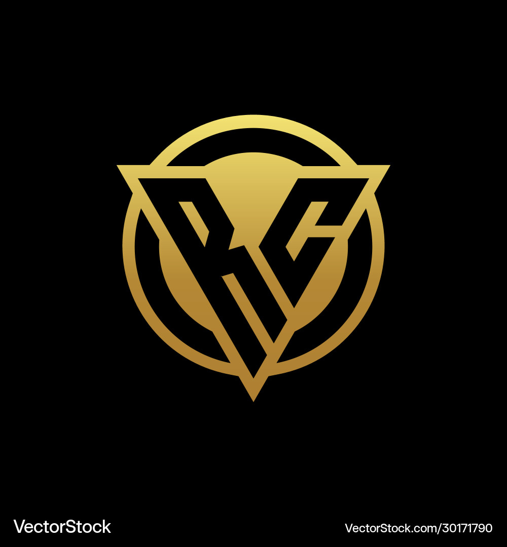 Rc logo monogram with triangle shape and circle vector image