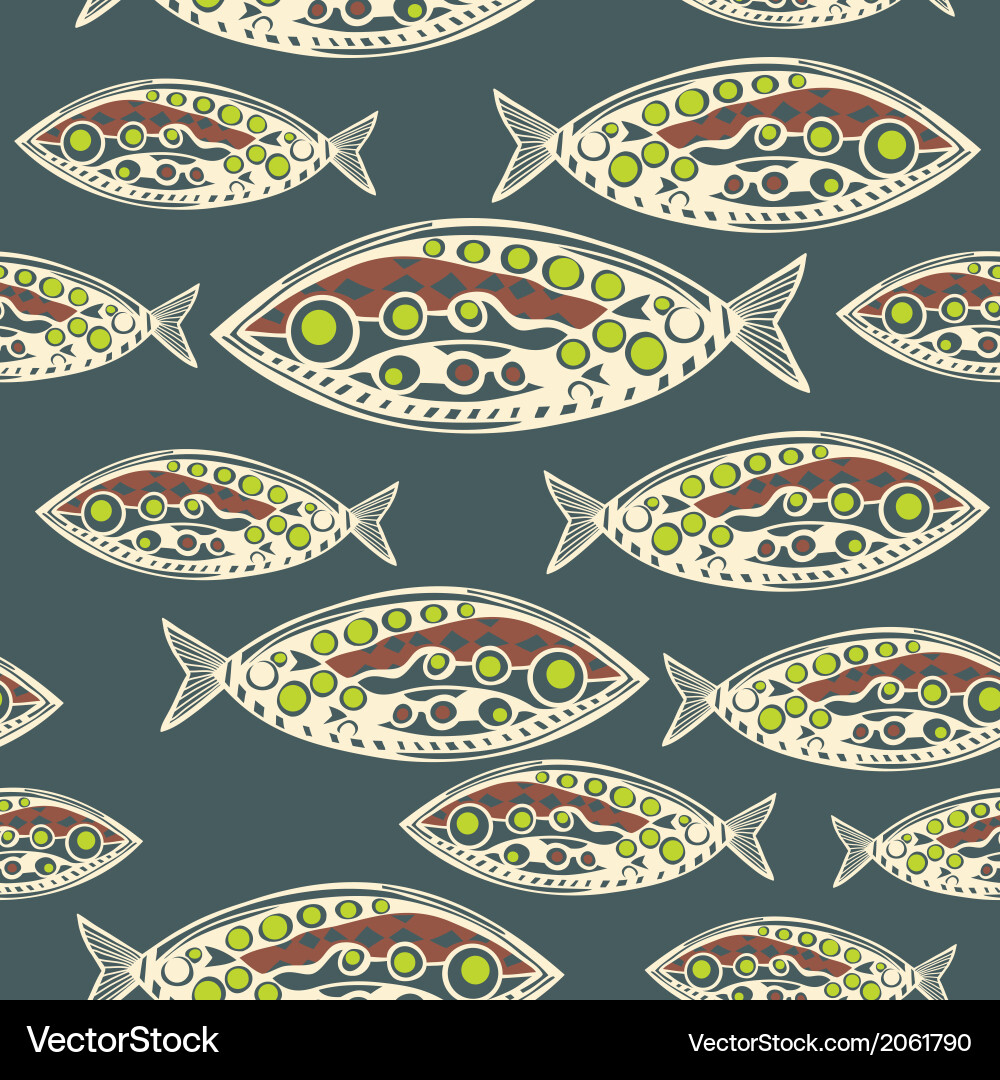 Seamless pattern of fish abstract texture elements Vector Image