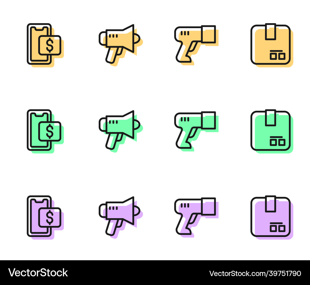 Set line scanner scanning bar code mobile Set line scanner scanning bar code mobile Vector Image