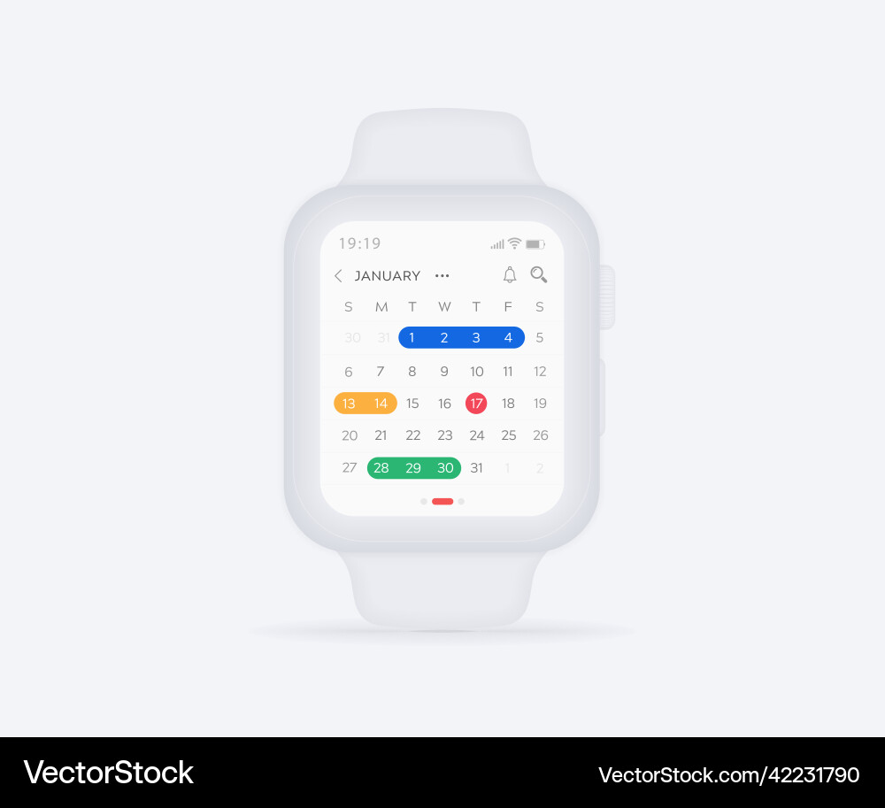 Smartwatch calendar planner app concept activity Smartwatch calendar planner app concept activity vector image