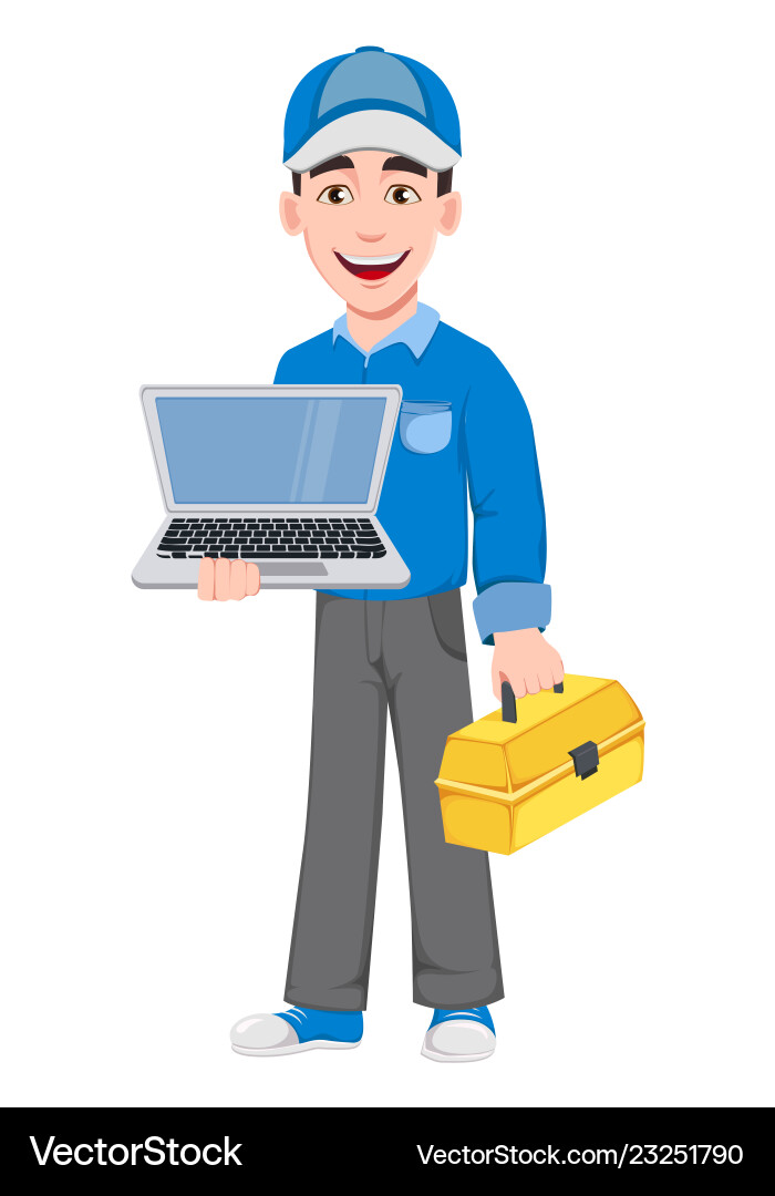 Smiling Mechanic with Tools vector image