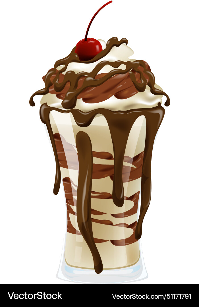 A layered chocolate sundae Royalty Free Vector Image