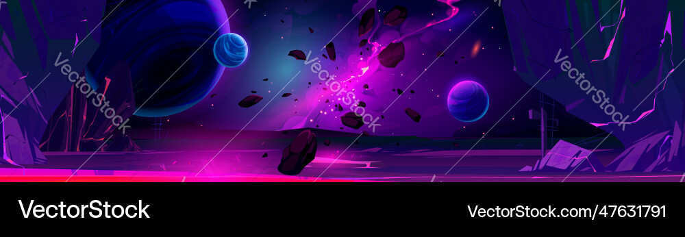 Alien Lava Planet - Space Game Background Vector Image