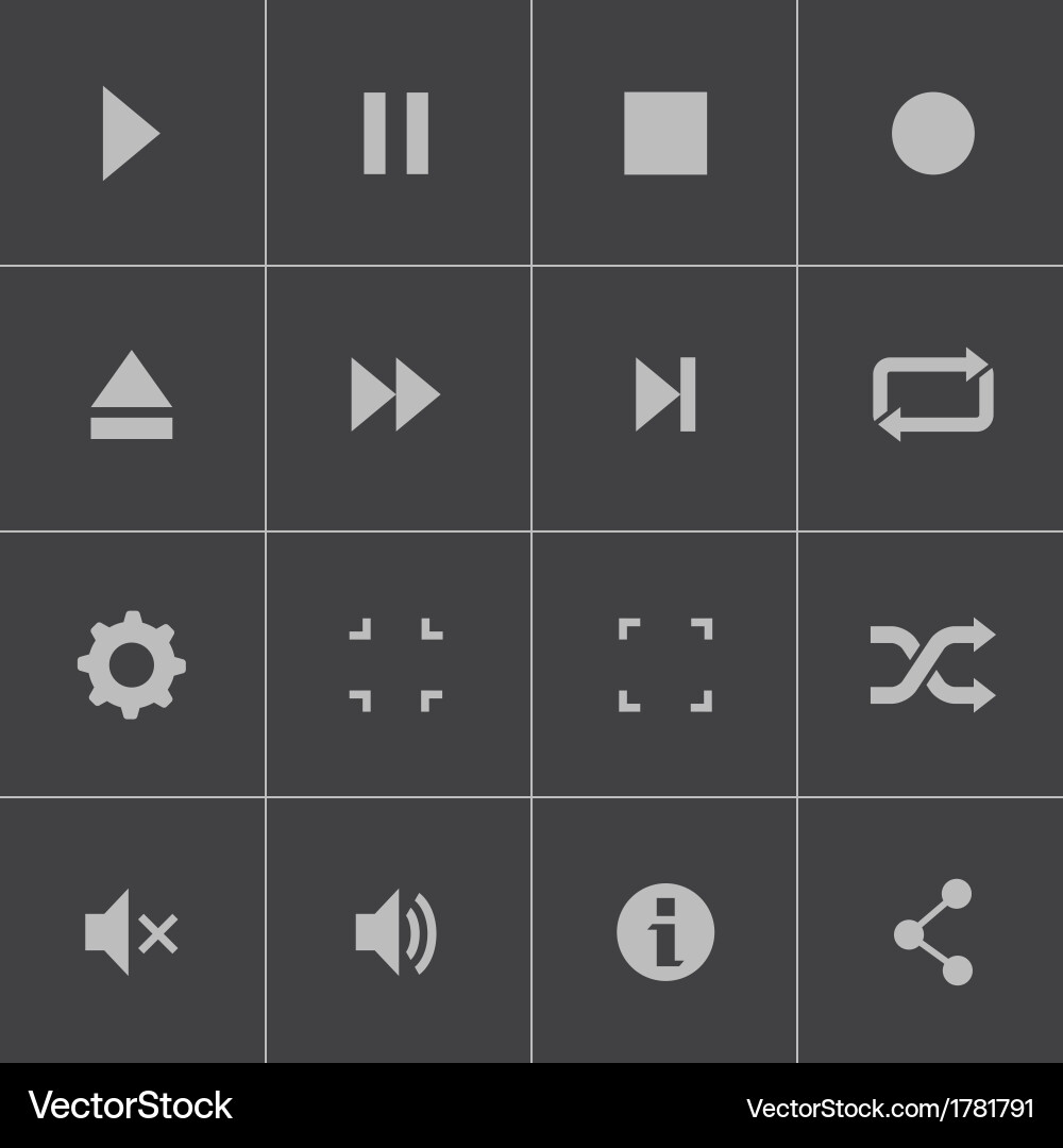 Black Media Player Icons vector image