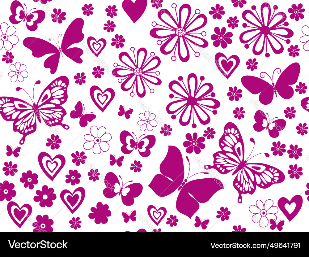 Bright spring seamless pattern with butterflies vector image
