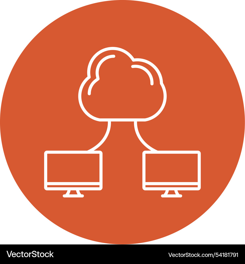 Cloud computing line circle icon vector image
