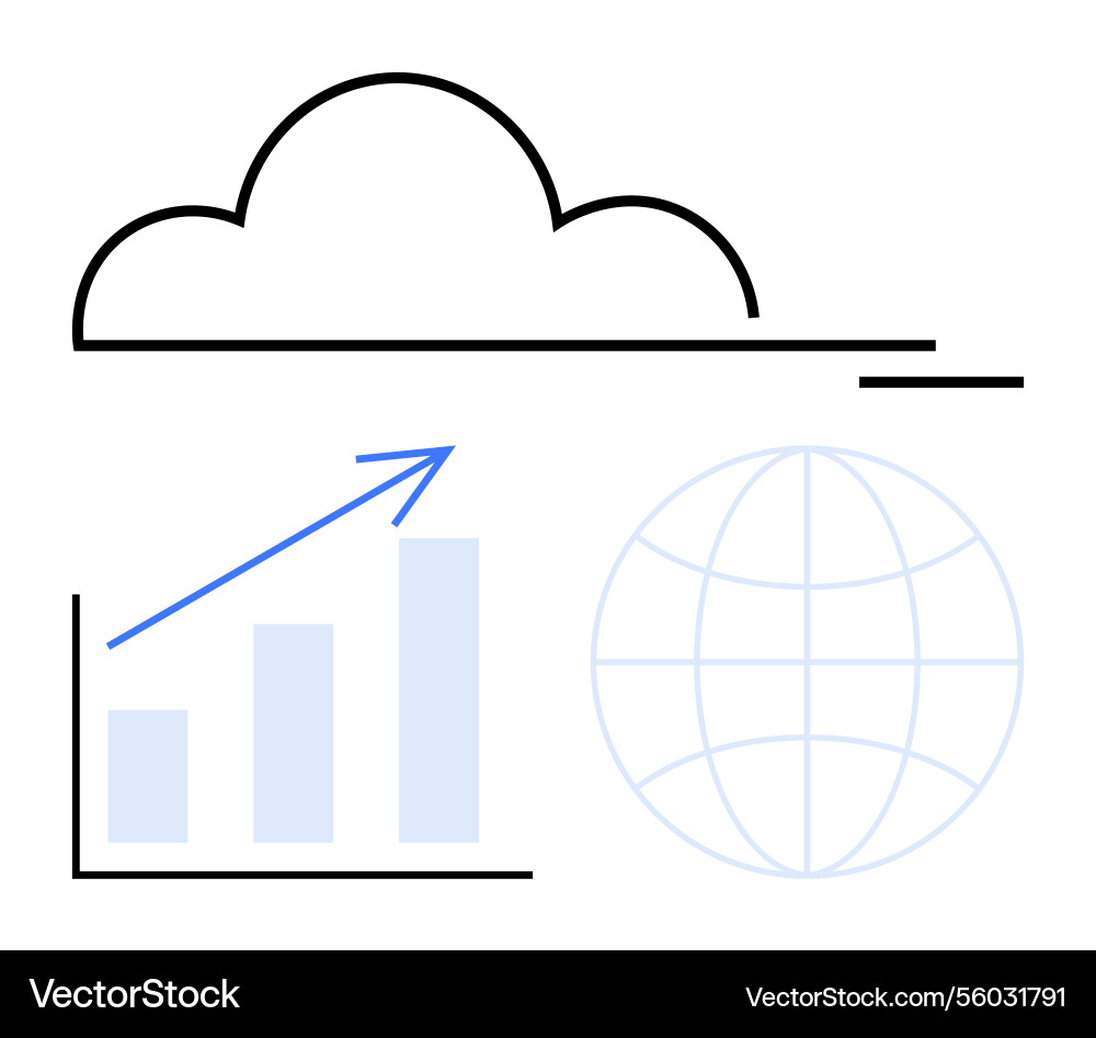 Cloud computing with analytics and global Cloud computing with analytics and global vector image