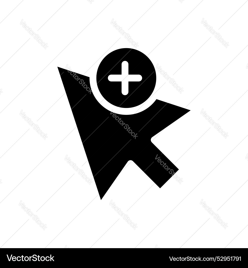 Cursor plus icon isolated on white background Vector Image