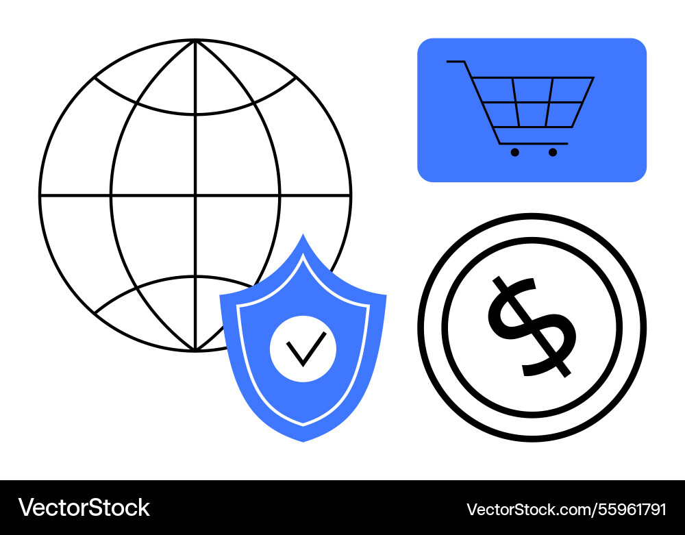 E-commerce concepts with global network secure E-commerce concepts with global network secure vector image