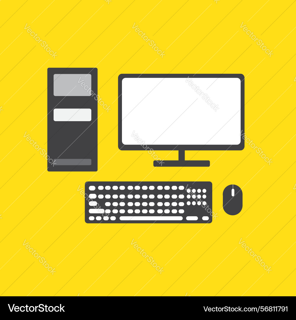 Einfache Computer-Sets cpu Monitor Tastatur Einfache Computer-Sets cpu Monitor Tastatur vektorbild