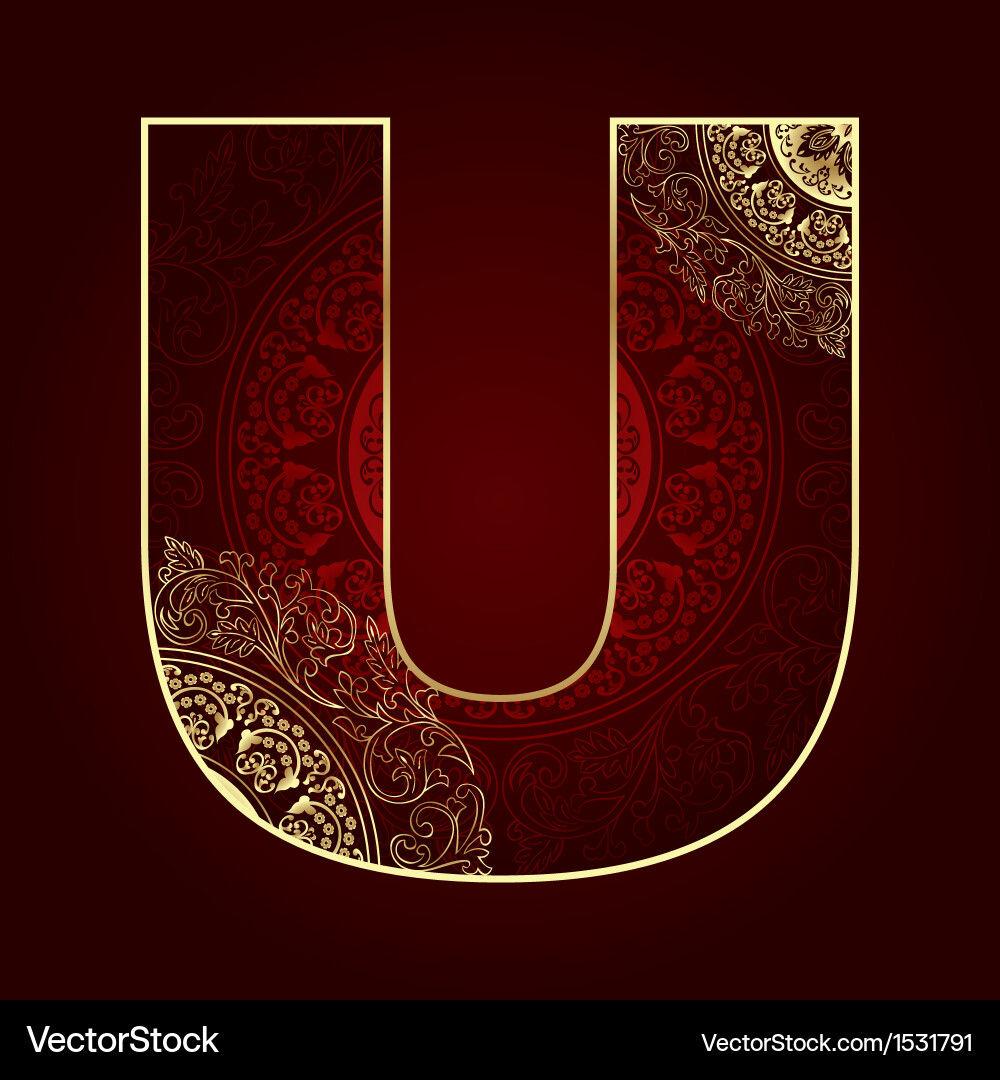 Elegant Floral Letter U Vector Image