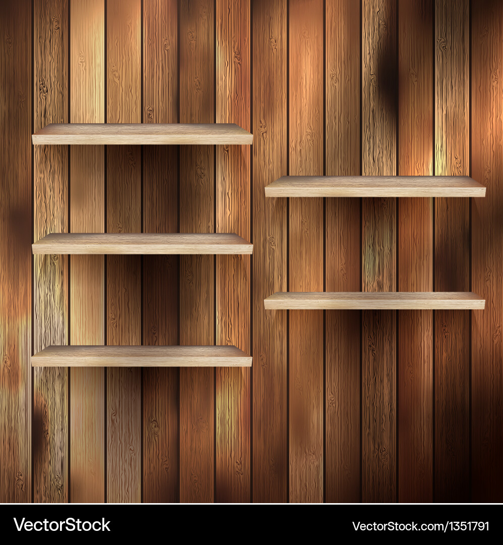 Empty shelf for exhibit on wood background eps 10 – Royalty-Free Vector |  VectorStock, image size:997x1080