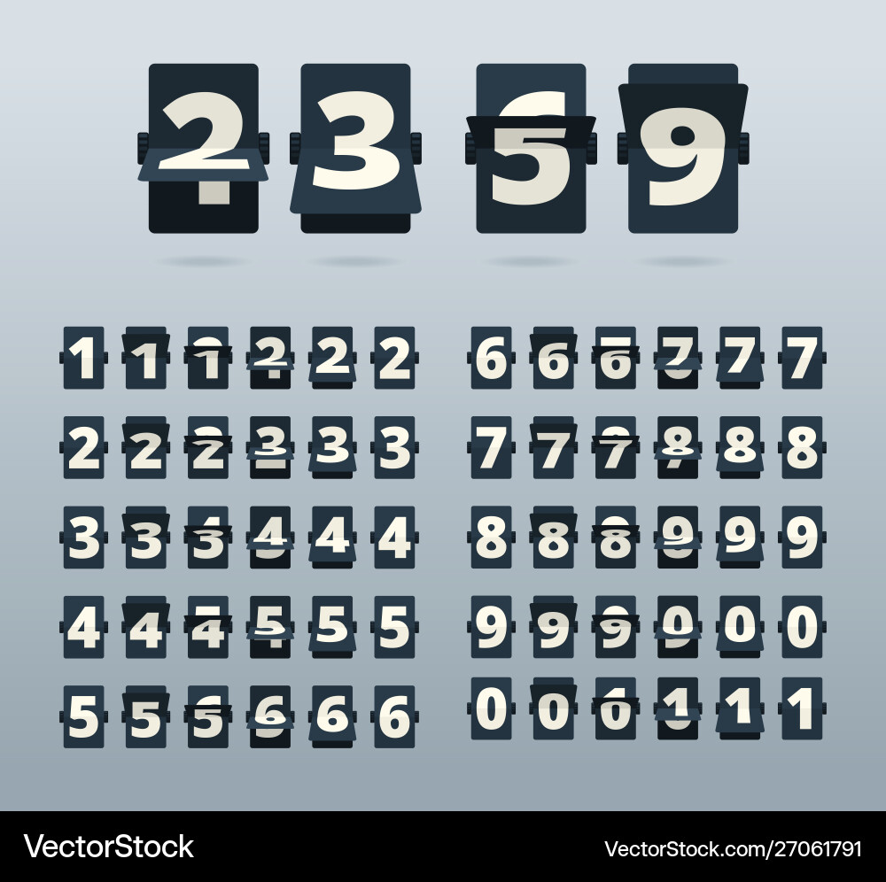 Flip Clock Number Countdown Template vector image