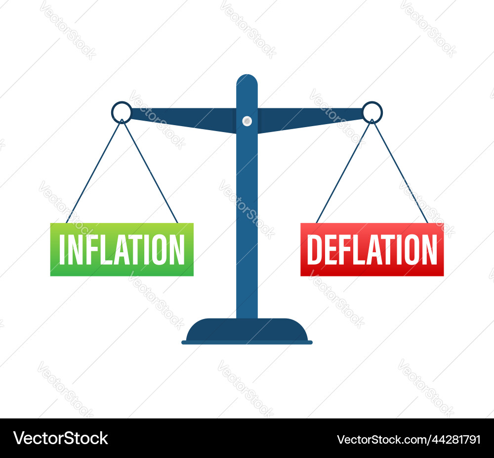 Inflation & Deflation Balance Scale Royalty Free Vector