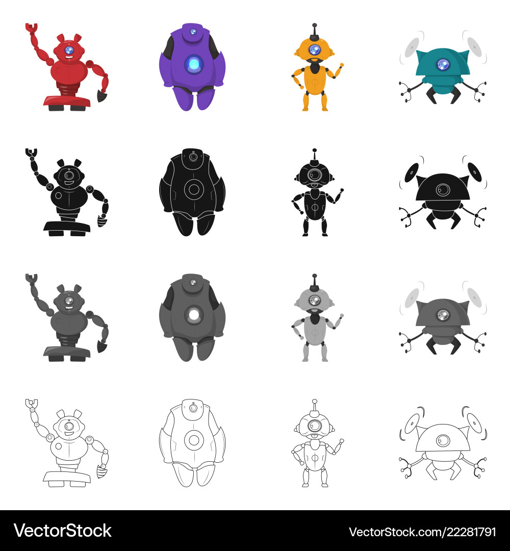 Isolated object of robot and factory sign set Isolated object of robot and factory sign set vector image