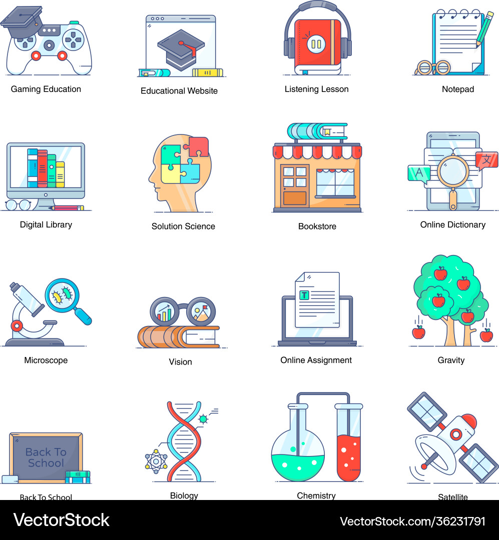 Learning Flat Icons - Education Set Vector Image