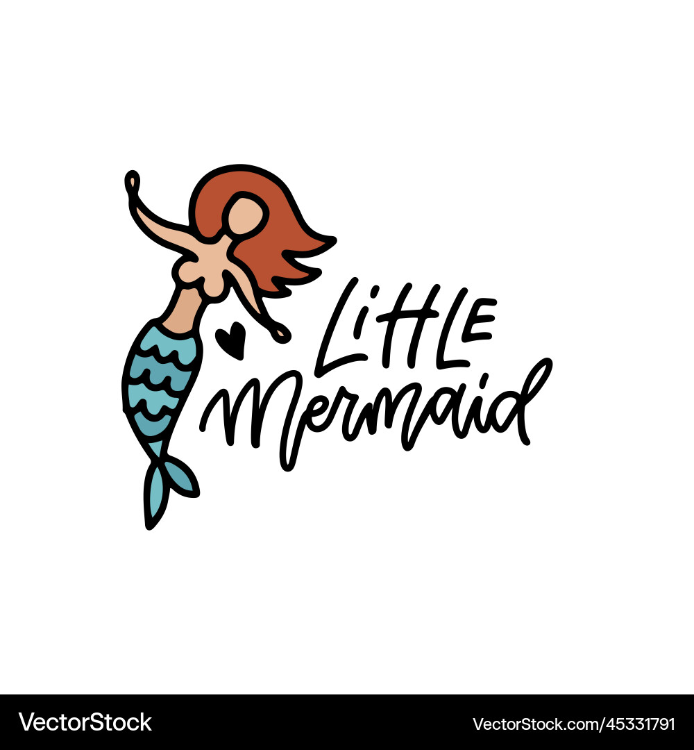 Little mermaid hand drawn doodle art cute drawing Little mermaid hand drawn doodle art cute drawing vector image