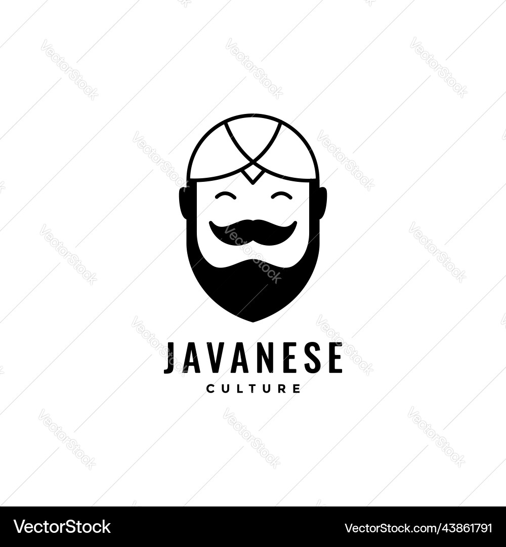 Man bearded with java hat logo design Man bearded with java hat logo design vector image
