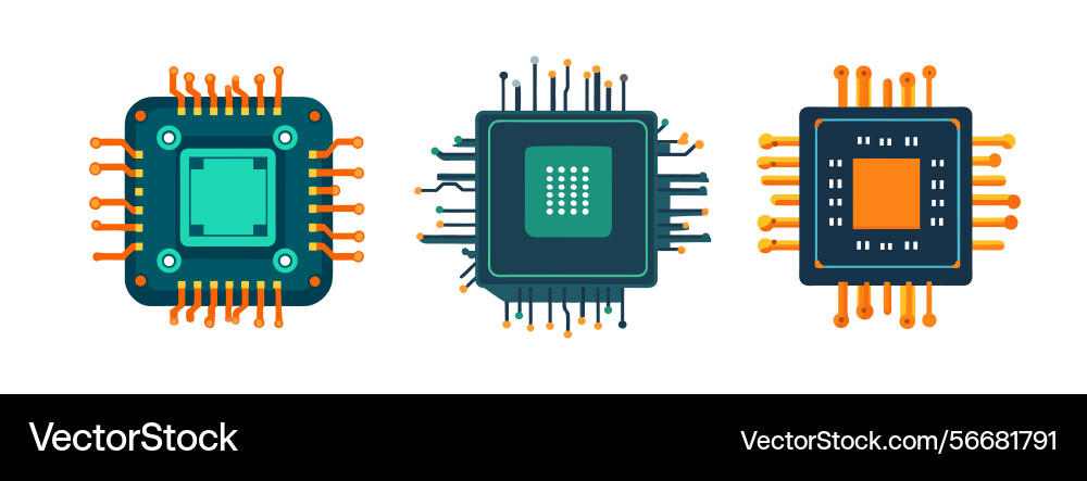 Microchip technology cpu processor semiconductor vector image