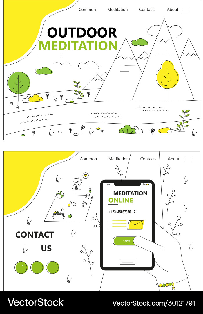 Nature landscape outdoor travel and camping hand vector image