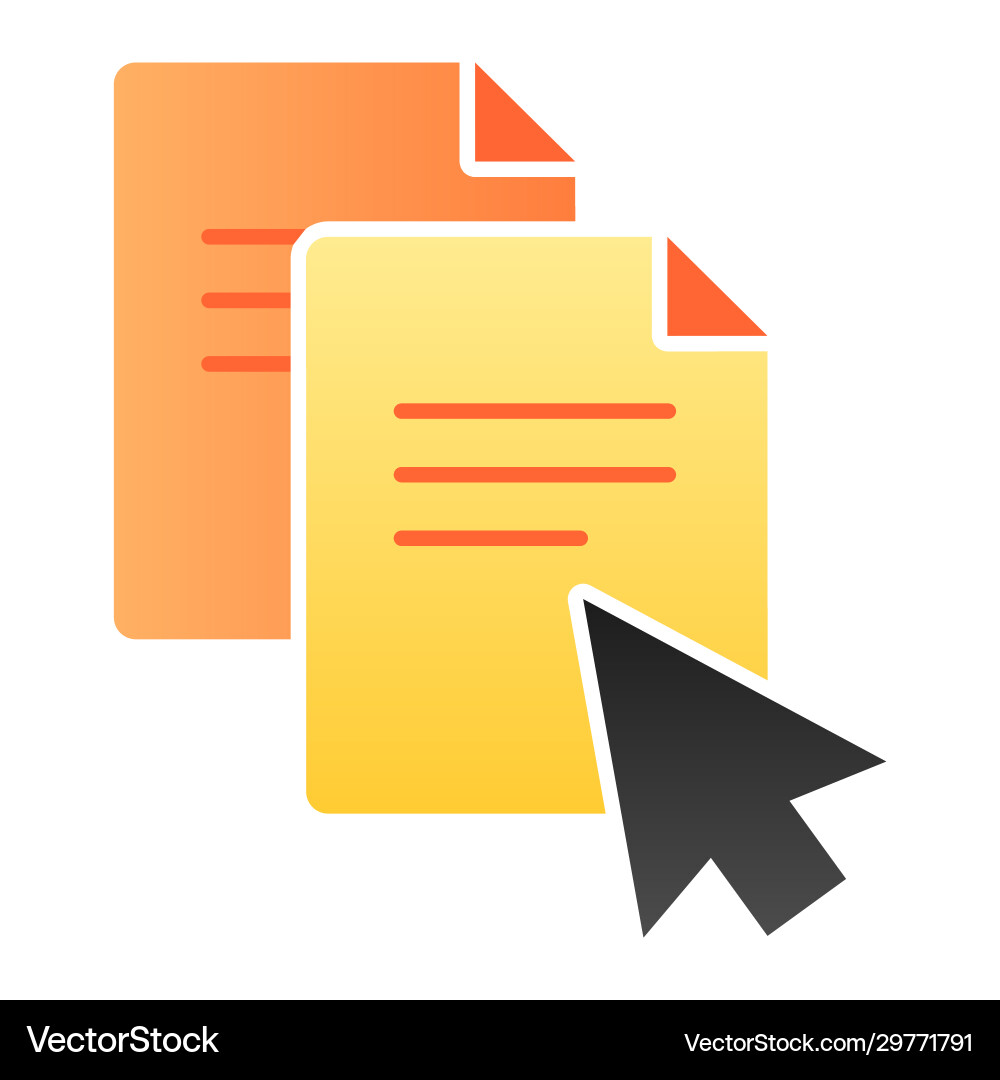 Pointer on document flat icon file with cursor vector image