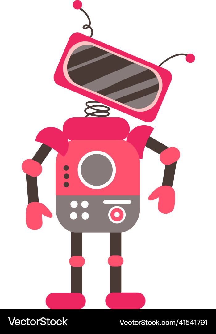 Red robot in retro style kid mechanic toy Red robot in retro style kid mechanic toy vector image