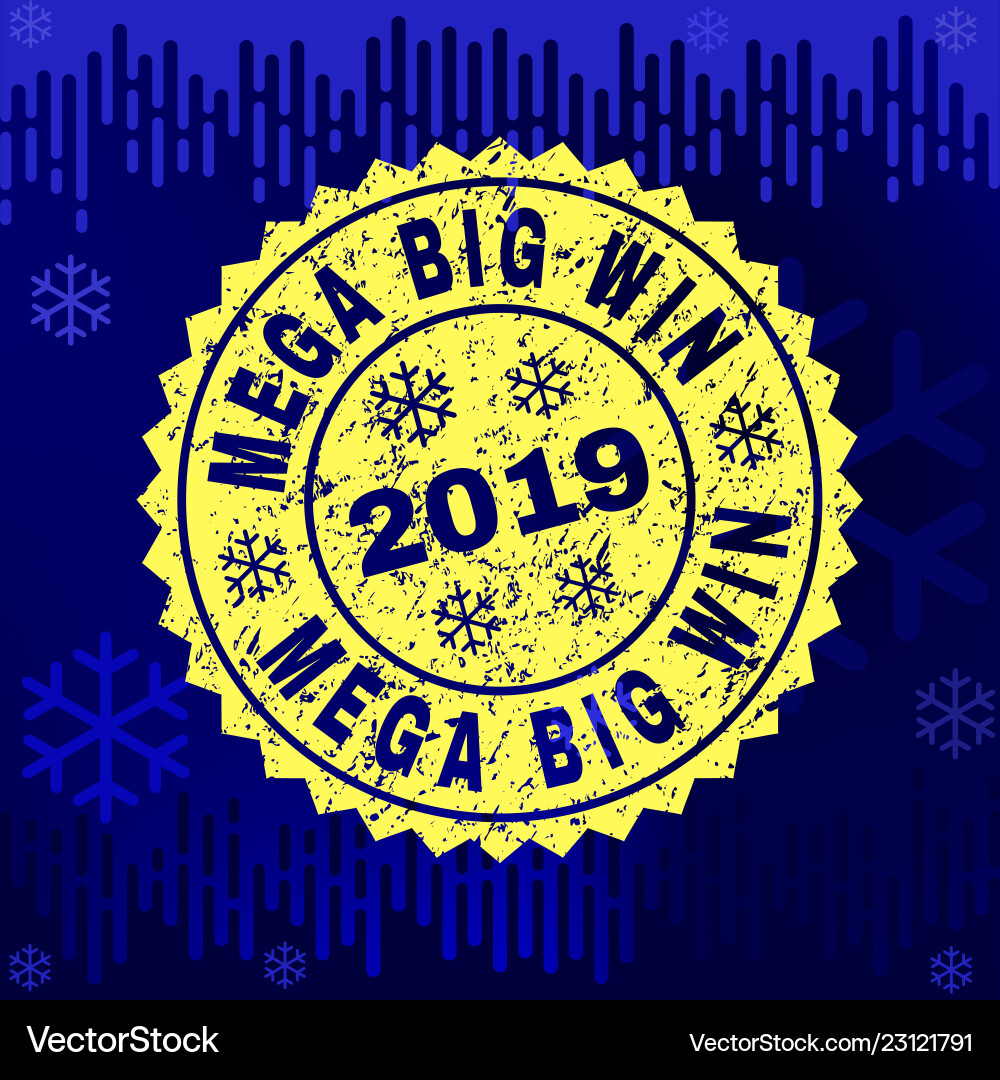 Scratched mega big win stamp seal on winter Scratched mega big win stamp seal on winter vector image