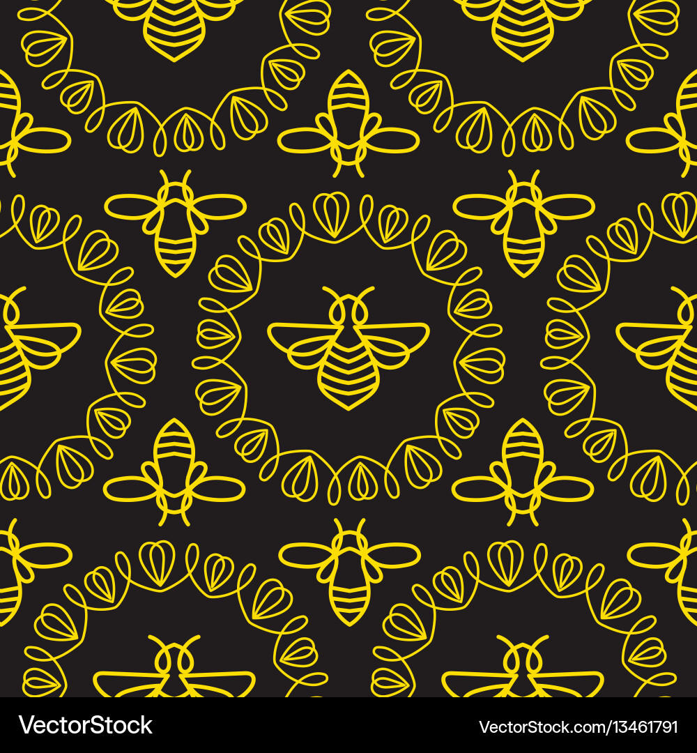 Seamless pattern with bee Seamless pattern with bee Vector Image