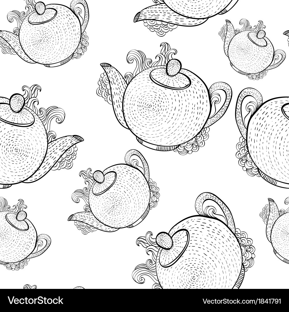 Seamless pattern with teapots vector image
