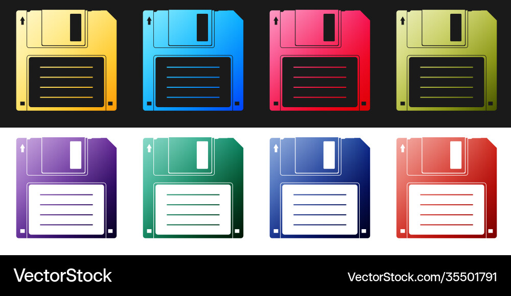 Set floppy disk for computer data storage icon Set floppy disk for computer data storage icon vector image