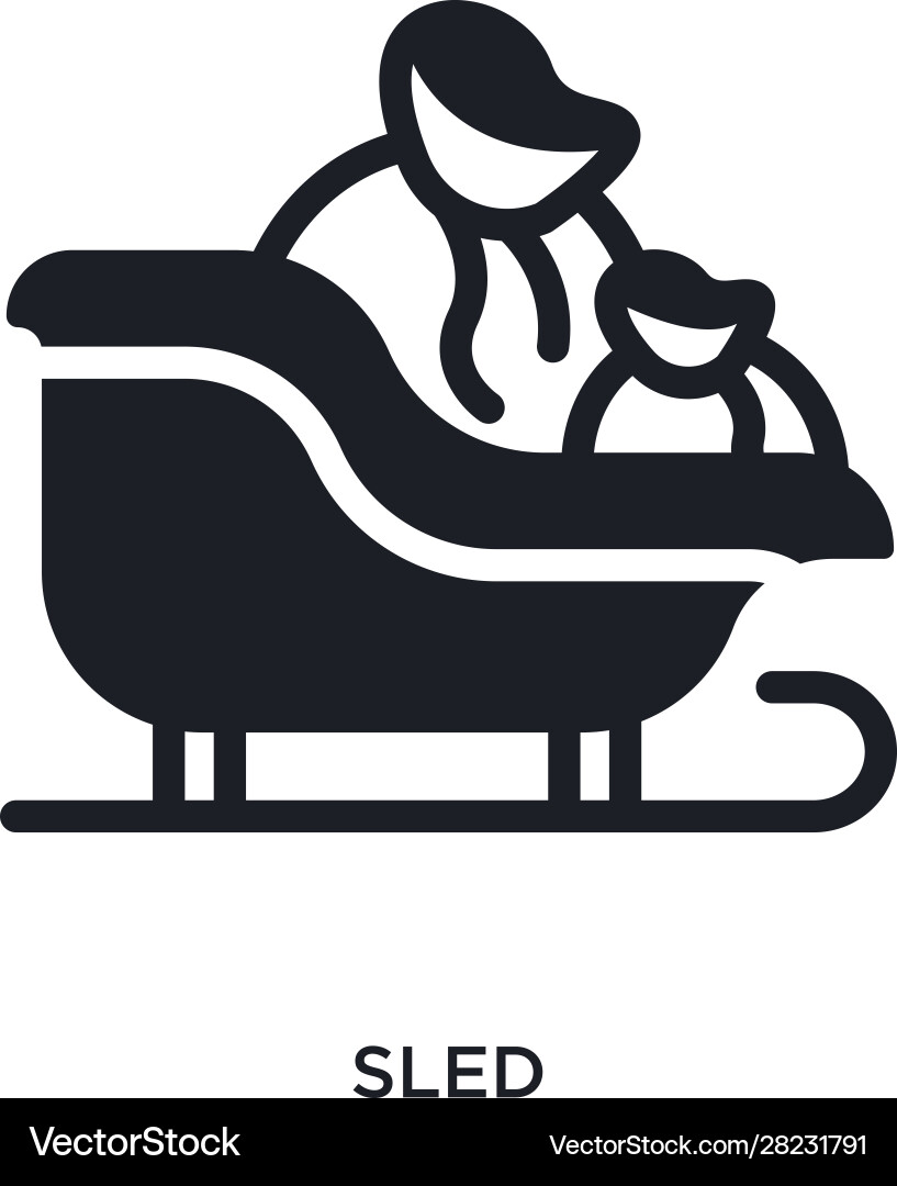 Sled isolated icon simple element from winter vector image