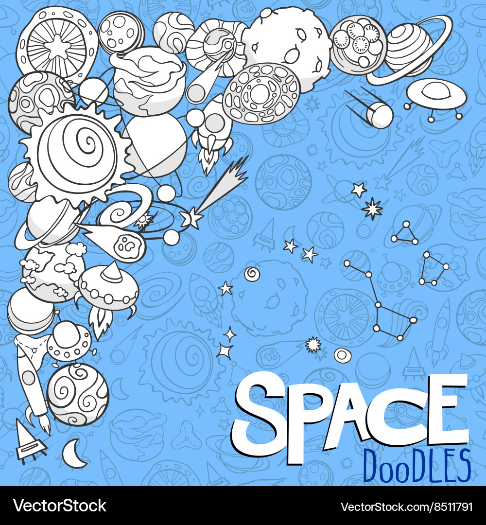 Space objects doodles vector image