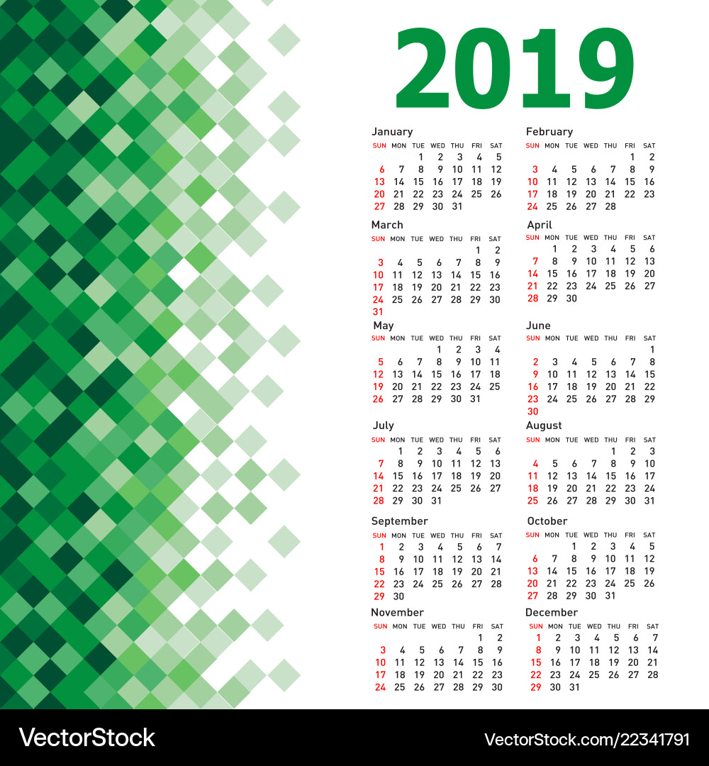 Stylish calendar with abstract triangle mosaic Stylish calendar with abstract triangle mosaic vector image
