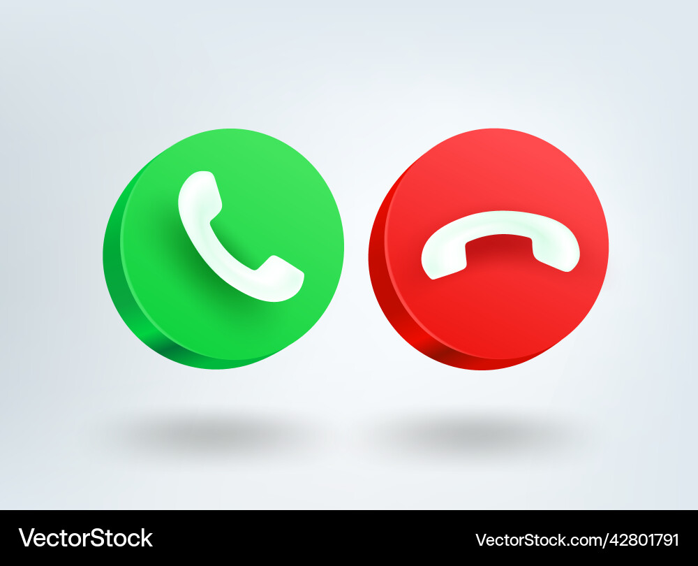 Telephone call buttons 3d mobile application icons Vector Image