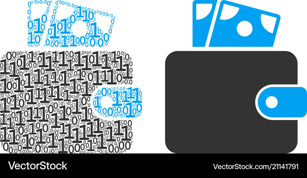 Wallet collage of binary digits Wallet collage of binary digits vector image