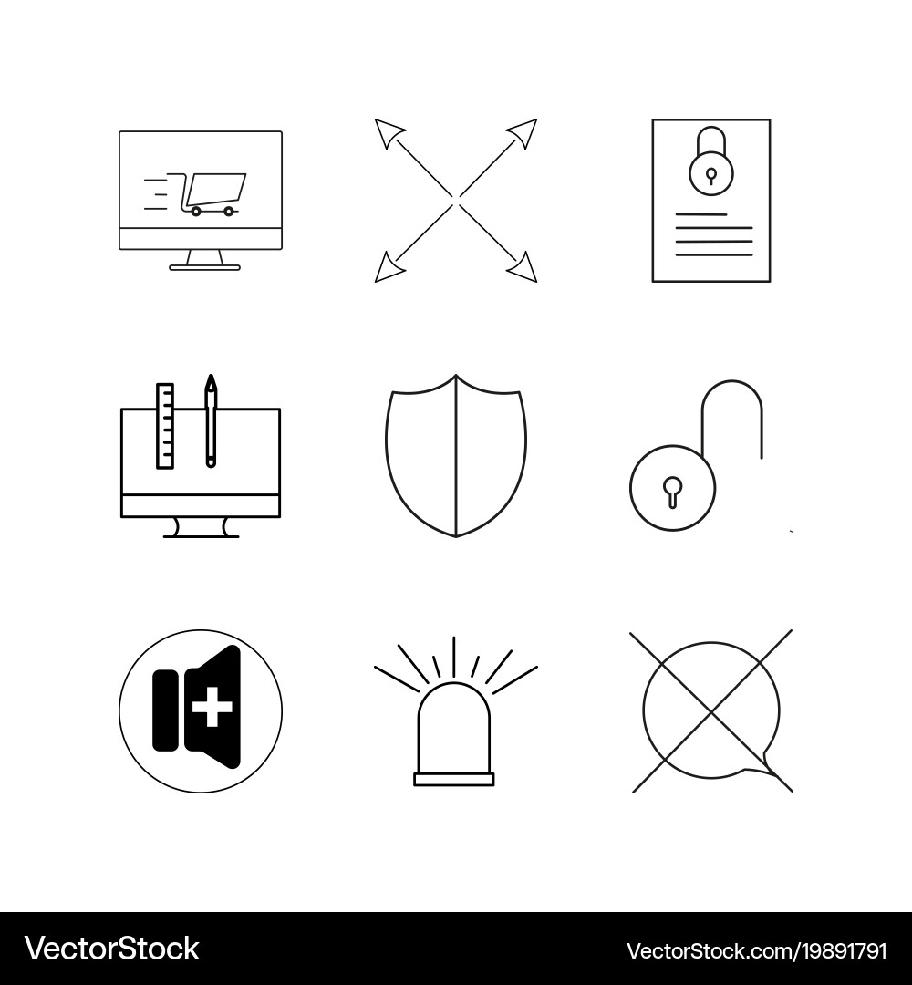 Web linear icon set simple outline icons vector image