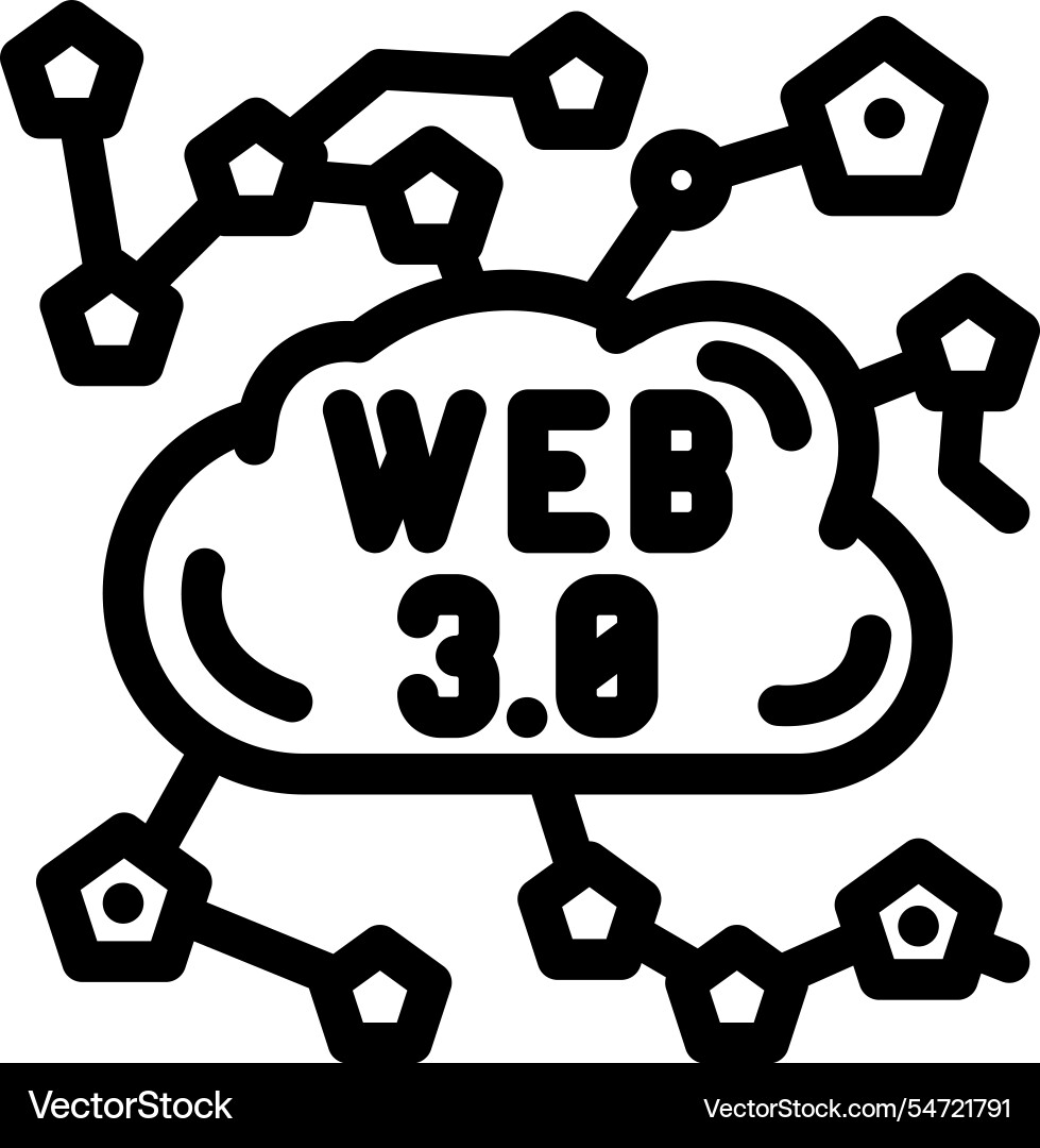 Web3 integration decentralized application line Web3 integration decentralized application line vector image