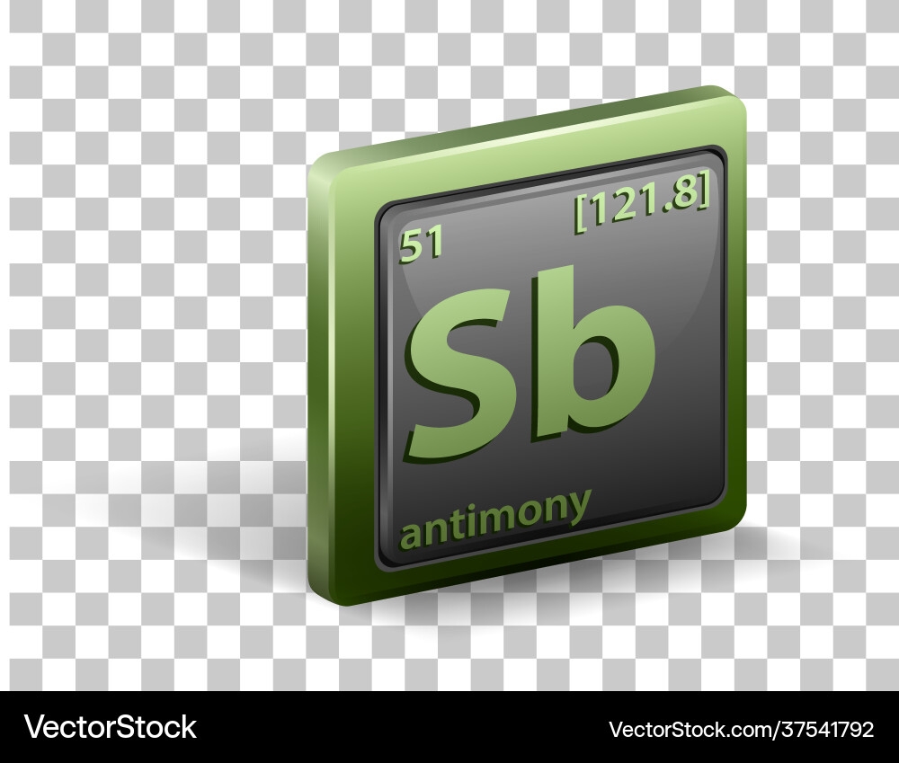 Antimony chemical element symbol Antimony chemical element symbol vector image