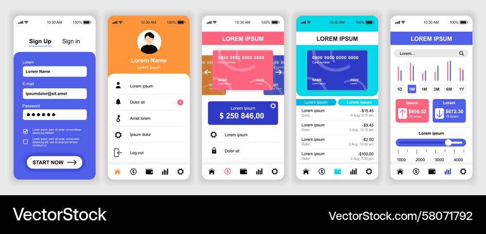 Banking App UI Templates Vector Image